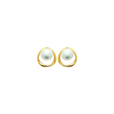 Boucles d'oreilles en acier pvd doré et perle d'imitation