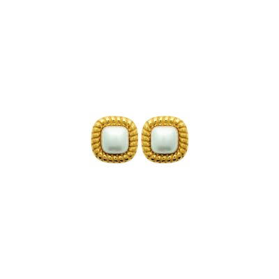 Boucles d'oreilles en acier pvd doré et perle d'imitation