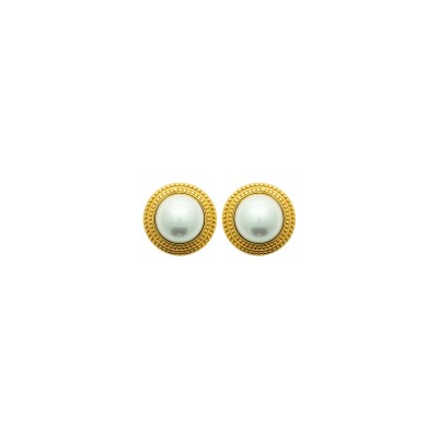 Boucles d'oreilles en acier pvd doré et perle d'imitation