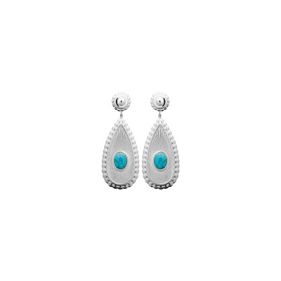 Boucles d'oreilles en acier pvd et pierre naturelle