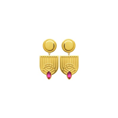 Boucles d'oreilles en acier pvd doré et cristal