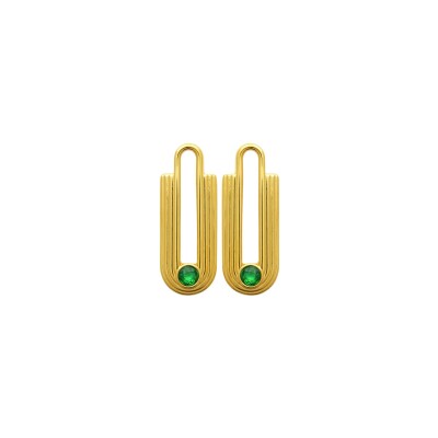 Boucles d'oreilles en acier pvd doré et cristal