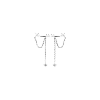 Boucles d'oreilles en argent rhodié et oxyde de zirconium