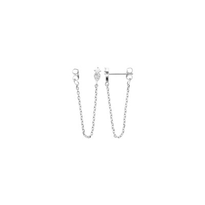 Boucles d'oreilles en argent rhodié et oxyde de zirconium