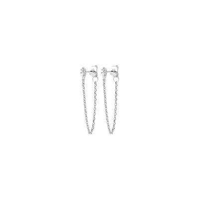 Boucles d'oreilles en argent rhodié et oxyde de zirconium