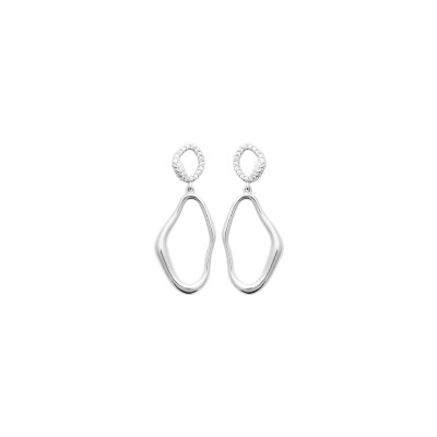 Boucles d'oreilles en argent rhodié et oxyde de zirconium