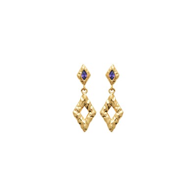 Boucles d'oreilles en plaqué or et pierre naturelle