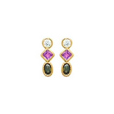 Boucles d'oreilles en plaqué or et pierre naturelle