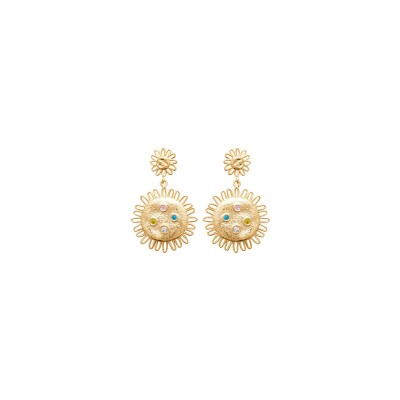 Boucles d'oreilles en plaqué or et pierre naturelle