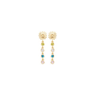 Boucles d'oreilles en plaqué or et pierre naturelle