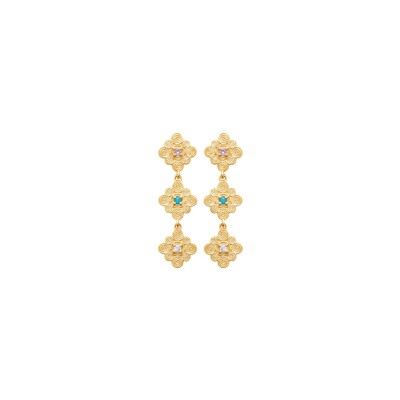Boucles d'oreilles en plaqué or et pierre naturelle