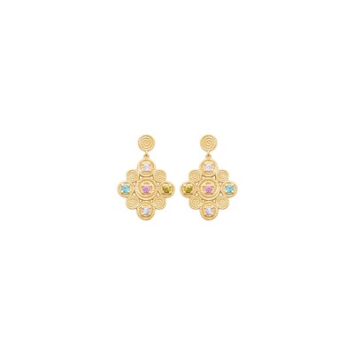 Boucles d'oreilles en plaqué or et pierre naturelle