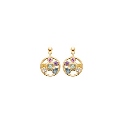 Boucles d'oreilles en plaqué or et pierre naturelle