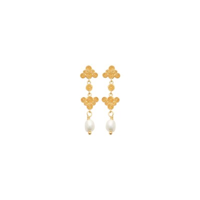 Boucles d'oreilles en plaqué or et perle de culture