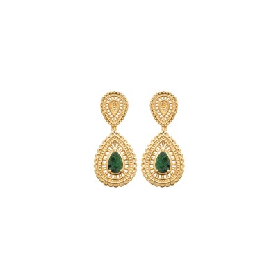 Boucles d'oreilles en plaqué or et jaspe dalmatien