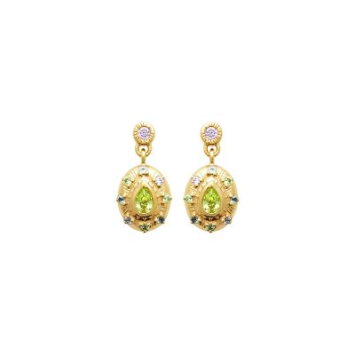 Boucles d'oreilles en plaqué or et pierre naturelle