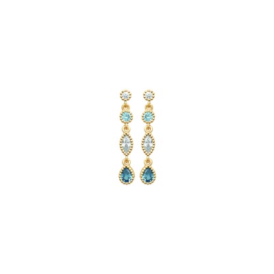 Boucles d'oreilles en plaqué or, oxyde de zirconium et pierre naturelle