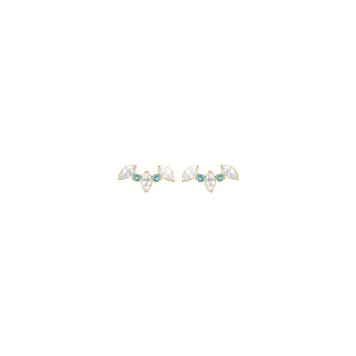 Boucles d'oreilles en plaqué or, oxyde de zirconium et pierre naturelle
