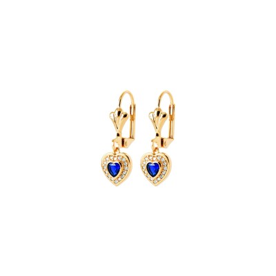 Boucles d'oreilles en plaqué or, oxyde de zirconium et pierre naturelle