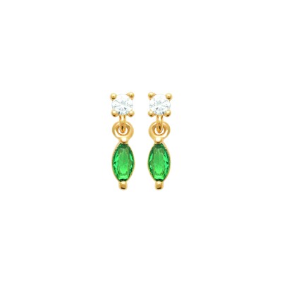 Boucles d'oreilles en plaqué or, oxyde de zirconium et pierre naturelle