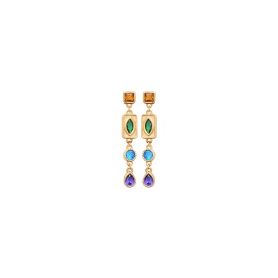 Boucles d'oreilles en plaqué or et pierre naturelle