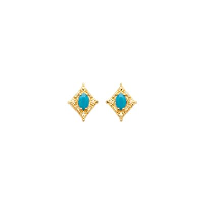 Boucles d'oreilles en plaqué or et pierre naturelle