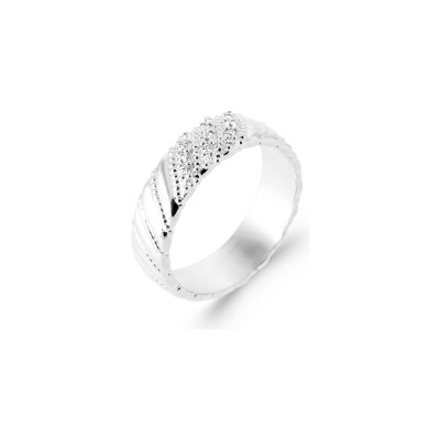 Bague en argent rhodié et oxyde de zirconium