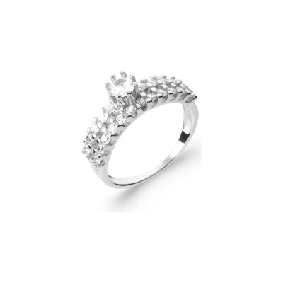 Bague en argent rhodié et oxyde de zirconium