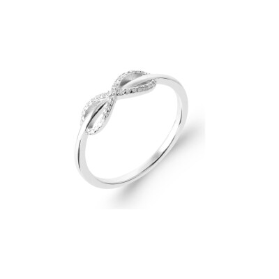 Bague en argent rhodié et oxyde de zirconium