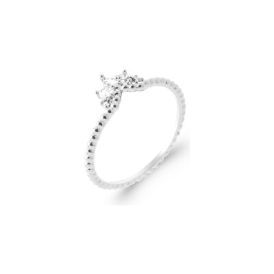 Bague en argent rhodié et oxyde de zirconium
