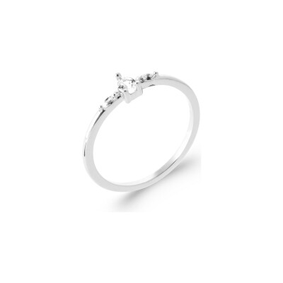 Bague en argent rhodié et oxyde de zirconium