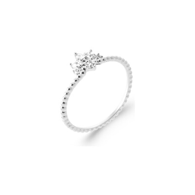 Bague en argent rhodié et oxyde de zirconium