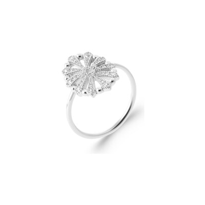 Bague en argent rhodié et oxyde de zirconium