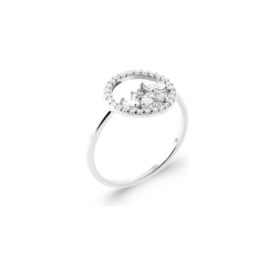 Bague en argent rhodié et oxyde de zirconium