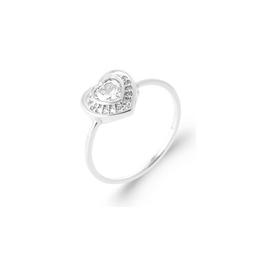 Bague en argent rhodié et oxyde de zirconium