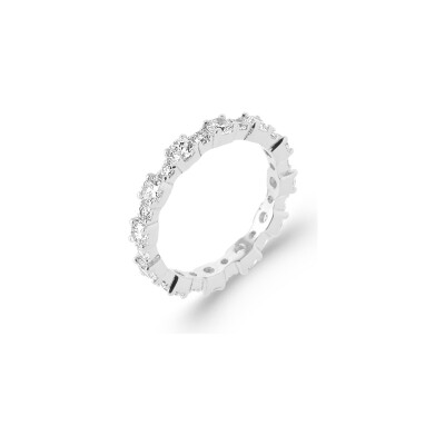 Bague en argent rhodié et oxyde de zirconium