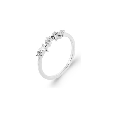 Bague en argent rhodié et oxyde de zirconium