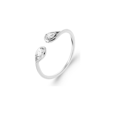 Bague en argent rhodié et oxyde de zirconium