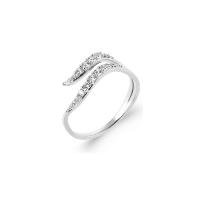Bague en argent rhodié et oxyde de zirconium