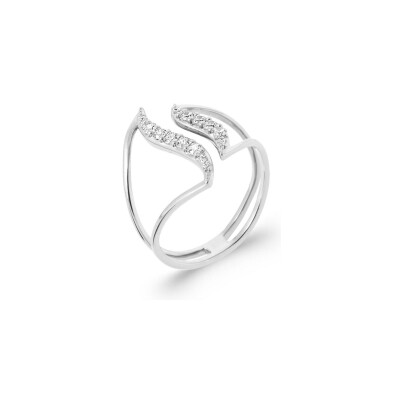 Bague en argent rhodié et oxyde de zirconium