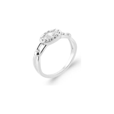 Bague en argent rhodié et oxyde de zirconium