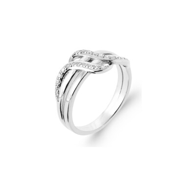 Bague en argent rhodié et oxyde de zirconium