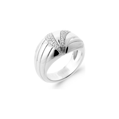 Bague en argent rhodié et oxyde de zirconium