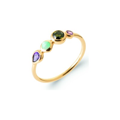 Bague en plaqué or et pierre naturelle