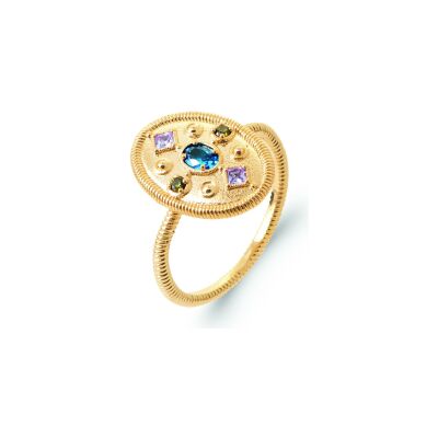 Bague en plaqué or et pierre naturelle