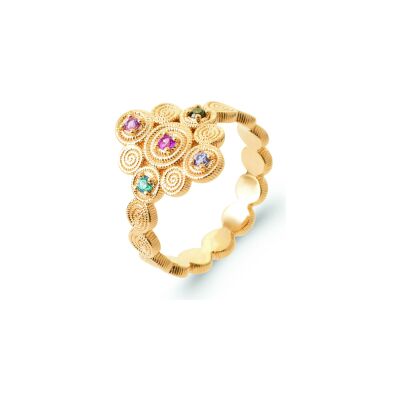 Bague en plaqué or et pierre naturelle