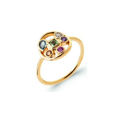 Bague en plaqué or et pierre naturelle