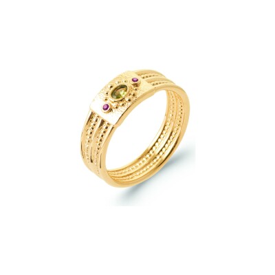 Bague en plaqué or et pierre naturelle