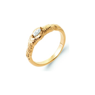 Bague en plaqué or et oxyde de zirconium