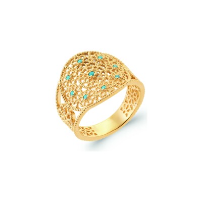 Bague en plaqué or et pierre naturelle